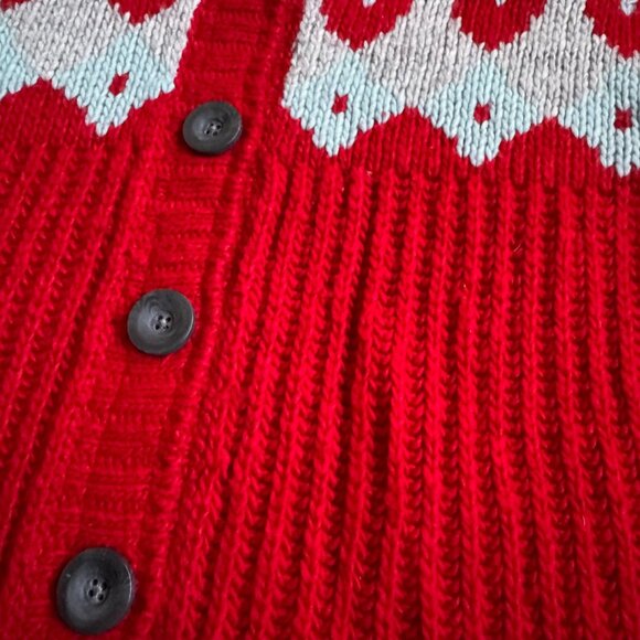 Old Navy Fair Isle Hooded Cardigan Sweater Women XL Wool Blend Y2K Hong Kong Red - Picture 4 of 7